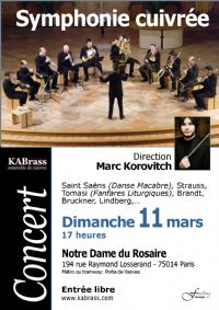 Symphonie Cuivrée: KABrass à Notre Dame du Rosaire. Le dimanche 11 mars 2012 à Paris. Paris. 